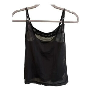 Barely There Mesh Tank Top With Lace Trim | Size M